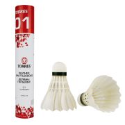 Воланы для бадминтона TORRES 01, перо/пробка, 12 шт