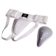 Защита паха с пластиковой чашкой FIGHT EXPERT белый (полиэстер, х/б, резина, Белый)